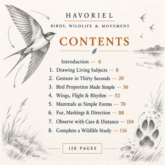 Contents pages with chapter start numbers for Birds, Wildlife &; Movement.